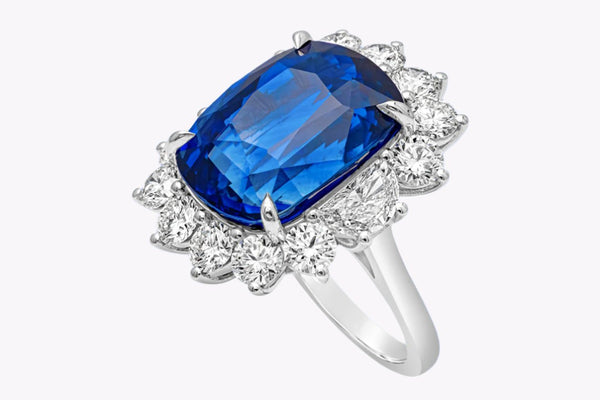 GIA Certified 22.05 Carats Cushion Cut Sapphire Engagement Ring in White Gold