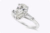 GIA Certified 1.74 Carats Pear Shape Diamond Three-Stone Engagement Ring in Platinum