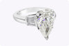 GIA Certified 5.38 Carats Pear Shape Diamond Three-Stone Engagement Ring in Platinum