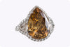 GIA Certified 9.63 Carats Pear Shape Brown Diamond Halo Engagement Ring in Platinum