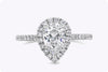GIA Certified 1.16 Carats Pear Shape Diamond Halo Engagement Ring in White Gold