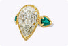 GIA Certified 6.65 Carats Pear Shape Diamond & Emerald Engagement Ring in Yellow Gold & Platinum