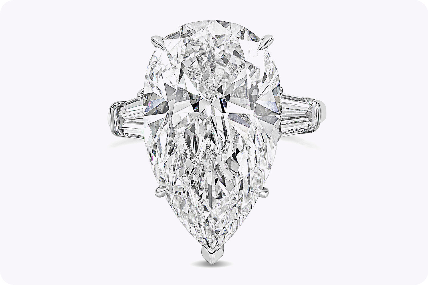 Harry Winston by Jacques Timey GIA Certified 12.00 Carats Pear Shape Diamond Three-Stone Engagement Ring in Platinum