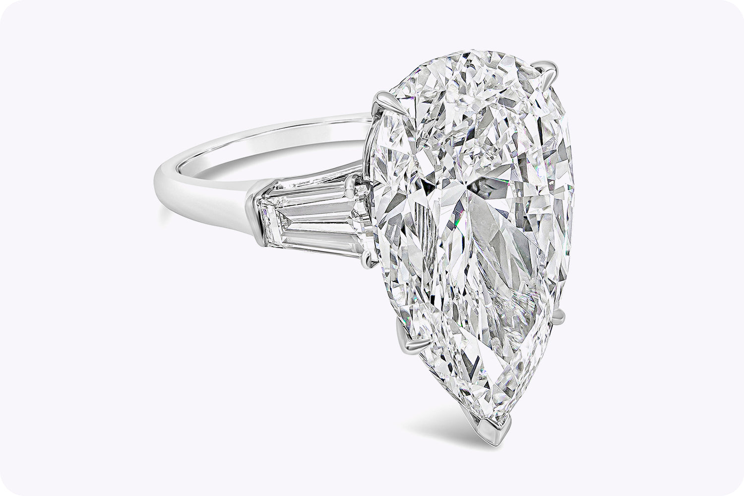 Harry Winston by Jacques Timey GIA Certified 12.00 Carats Pear Shape Diamond Three-Stone Engagement Ring in Platinum