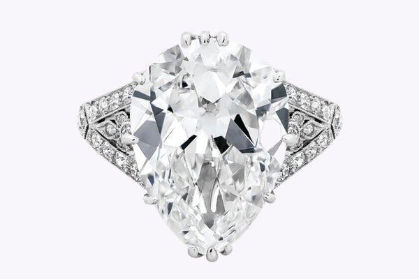 GIA Certified 7.03 Carats Pear Shape Diamond Engagement Ring in Platinum