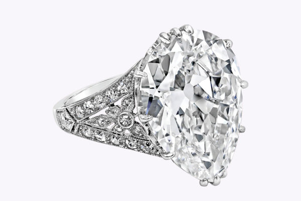 GIA Certified 7.03 Carats Pear Shape Diamond Engagement Ring in Platinum