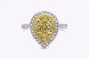 2.01 Pear Shape Yellow Diamond Double Halo Engagement Ring
