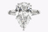 GIA Certified 6.41 Carats Pear Shape Diamond Three-Stone Engagement Ring in Platinum