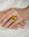 30.92 Carats Total Pear Shape Golden Citrine Cocktail Ring in Yellow Gold