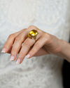 30.92 Carats Total Pear Shape Golden Citrine Cocktail Ring in Yellow Gold