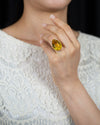 30.92 Carats Total Pear Shape Golden Citrine Cocktail Ring in Yellow Gold