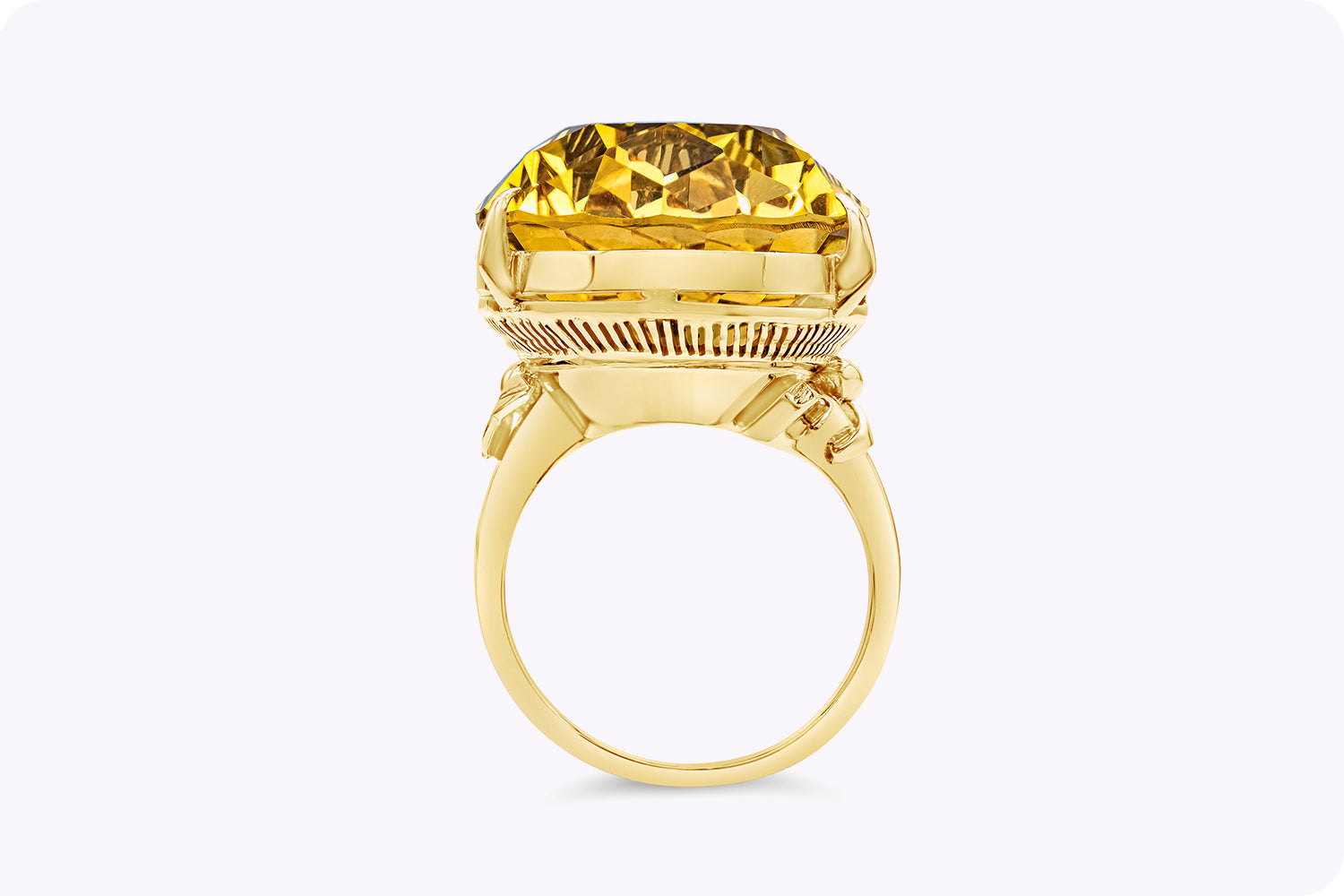 30.92 Carats Total Pear Shape Golden Citrine Cocktail Ring in Yellow Gold