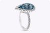 GIA Certified 3.63 Carat Pear Shape Aquamarine Halo Engagement Ring in Platinum