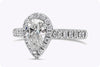 GIA Certified 1.04 Carats Pear Shape Diamond Halo Engagement Ring in White Gold