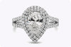 GIA Certified 1.53 Carats Pear Shape Diamond Double Halo Engagement Ring in White Gold