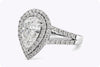 GIA Certified 1.53 Carats Pear Shape Diamond Double Halo Engagement Ring in White Gold