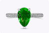 1.42 Carats Pear Shape Colombian Emerald & Diamond Engagement Ring in Platinum