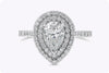 GIA Certified 1.22 Carats Pear Shape Diamond Double Halo Engagement Ring in White Gold