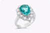 GIA Certified 4.74 Carat Pear Shape Blue Green Tourmaline Ring with Diamond Halo in Platinum