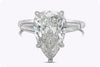 4.04 Carat Pear Shape Three Stone Diamond Engagement Ring in Platinum