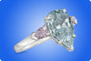 GIA Certified 3.68 Carats Pear Shape Fancy Intense Green Blue Diamond Three Stone Engagement Ring in Platinum