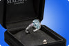 GIA Certified 3.68 Carats Pear Shape Fancy Intense Green Blue Diamond Three Stone Engagement Ring in Platinum