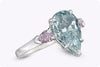 GIA Certified 3.68 Carats Pear Shape Blue Diamond Three-Stone Engagement Ring in Platinum