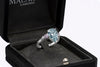 GIA Certified 3.68 Carats Pear Shape Blue Diamond Three-Stone Engagement Ring in Platinum