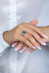 1.26 Carats Pear Shape Emerald & Diamond Engagement Ring in Platinum