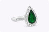 1.26 Carats Pear Shape Emerald & Diamond Engagement Ring in Platinum