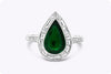 1.26 Carats Pear Shape Emerald & Diamond Engagement Ring in Platinum