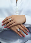 GIA Certified 5.01 Carat Pear-Shaped Diamond Three-Stone Engagement Ring in Platinum