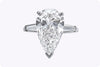 GIA Certified 5.01 Carat Pear-Shaped Diamond Three-Stone Engagement Ring in Platinum
