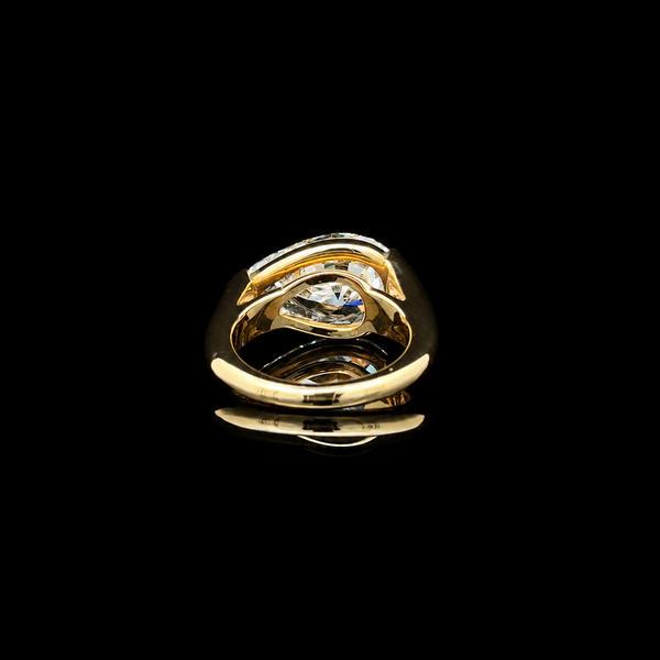 GIA Certified 8.00-Carat Pear Shape Diamond East-West Solitaire Engagement Ring in Yellow Gold
