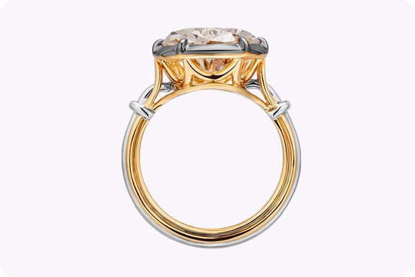 GIA Certified 9.10 Carats Total Antique Pear Shaped Diamond Engagement Ring in Platinum and Gold