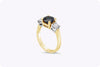 2.05 Carat Round Blue Sapphire and Diamond Three-Stone Engagement Ring in Yellow Gold