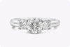 1.03 Carats Total Round Cut Diamond Three-Stone Engagement Ring in Platinum