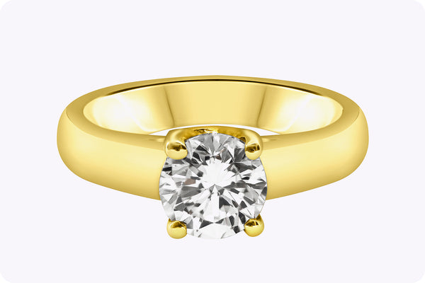 1.02 Carats Round Brilliant Cut Diamond Solitaire Engagement Ring in Yellow Gold