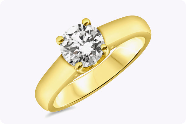 1.02 Carats Round Brilliant Cut Diamond Solitaire Engagement Ring in Yellow Gold