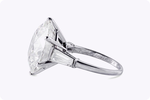 Van Cleef & Arpels GIA Certified 14.83 Carats Round Brilliant Cut Diamond Three-Stone Engagement Ring in Platinum