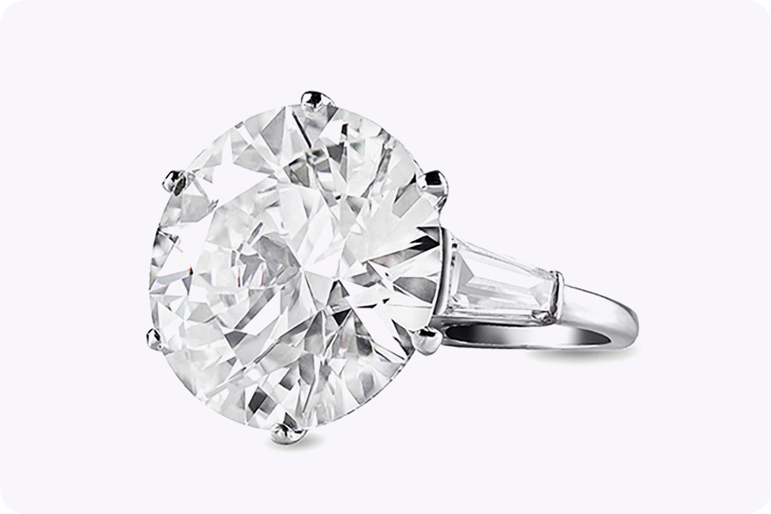 Van Cleef & Arpels GIA Certified 14.83 Carats Round Brilliant Cut Diamond Three-Stone Engagement Ring in Platinum