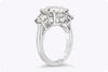 5.53 Carats Brilliant Round Diamond Three-Stone Engagement Ring in Platinum
