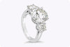 5.53 Carats Brilliant Round Diamond Three-Stone Engagement Ring in Platinum