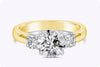 1.90 Carats Total Round Diamond Three-Stone Engagement Ring in Yellow Gold & Platinum