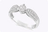 0.45 Carats Brilliant Round Cut Diamond Engagement Ring with Side Stones in White Gold