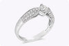 0.45 Carats Brilliant Round Cut Diamond Engagement Ring with Side Stones in White Gold
