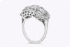 1.64 Carat Total Antique Old European Cut Diamond Three Stone Engagement Ring in Platinum
