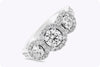1.40 Carats Total Brilliant Round Diamonds Three Stone Halo Engagement Ring in White Gold