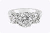 EGL Certified 4.71 Carats Total Round Cut Diamond Three-Stone Engagement Ring in White Gold
