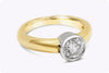 1.06 Carat Round Diamond Bezel Solitaire Engagement Ring in Yellow and White Gold